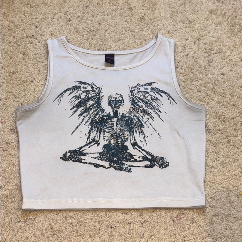 ROMWE White Crop Top with Graphic Print